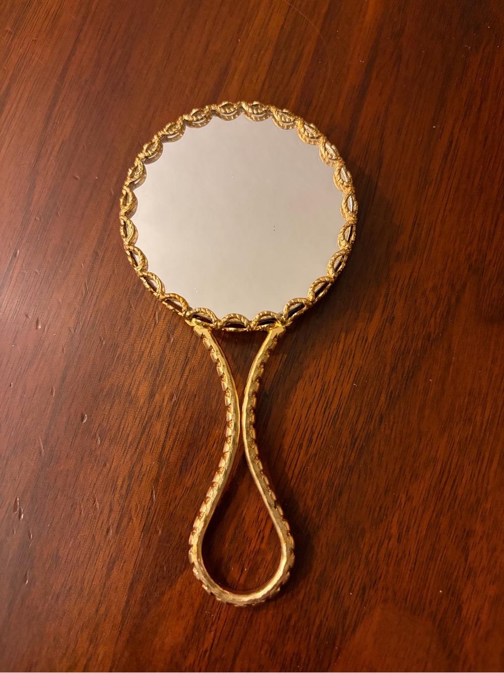 Vintage Limoges France Cobalt Blue Porcelain Hand Mirror | Gold Courting Couple - Picture 2 of 4